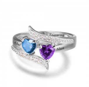 Birthstone mother's Ring, Sterling Silver Personalized Engravable Ring JEWJORI10249